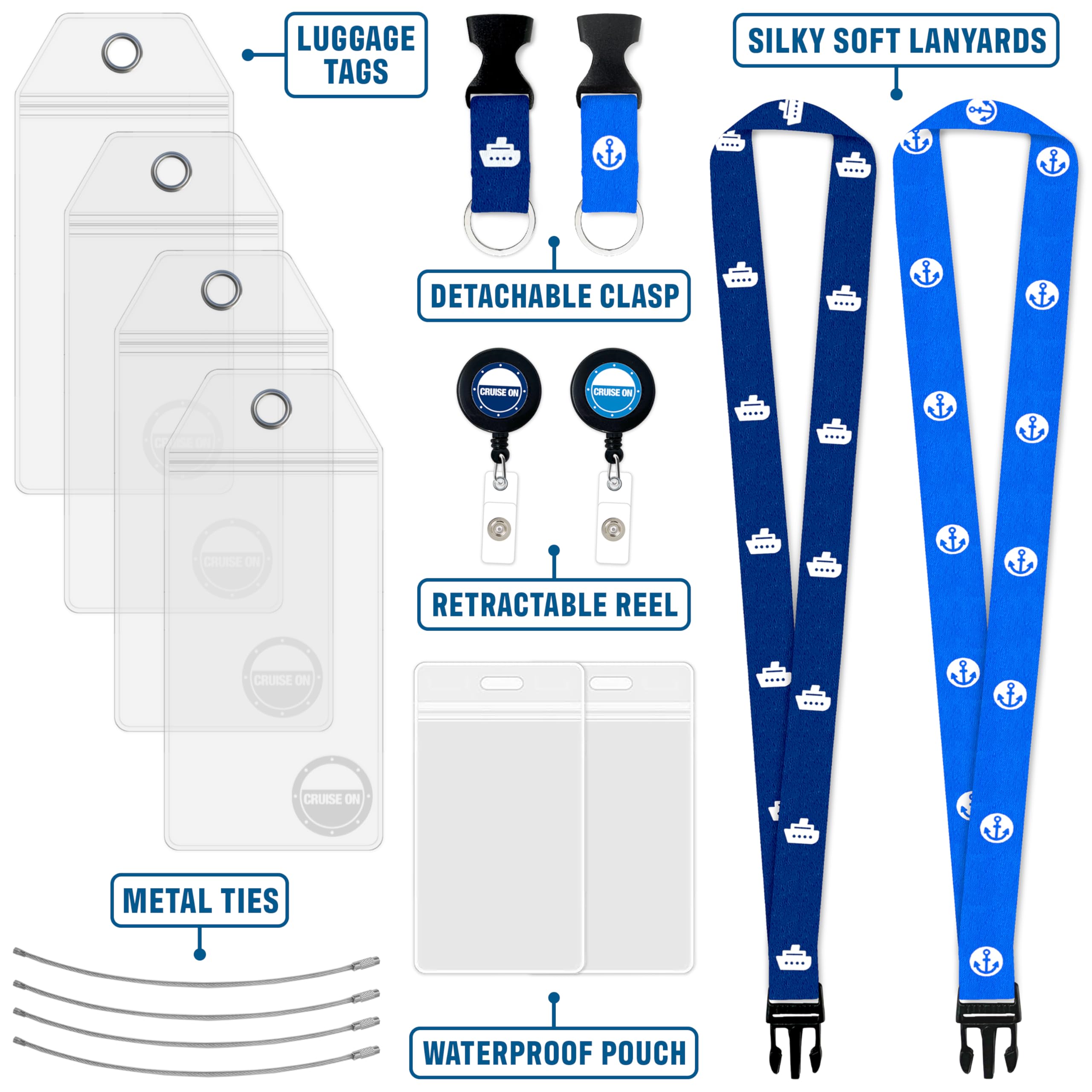 Cruise On Norwegian Luggage Tag Holders (4 Pack) & Lanyards (2
